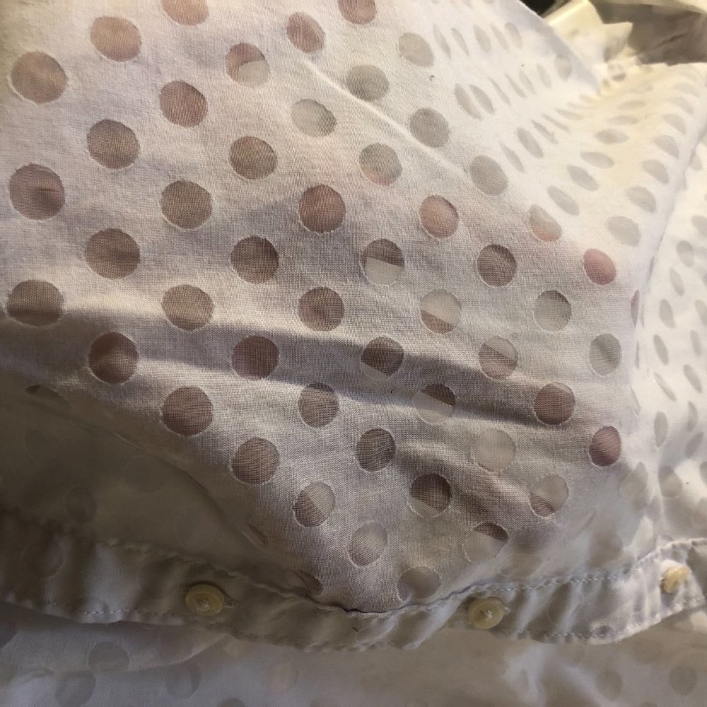 Gap, White Sheer Polka Dot Button Down Top, Women… - image 4